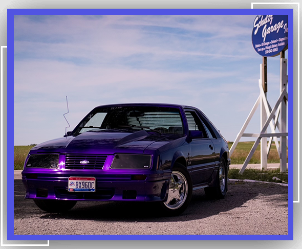 A violet car